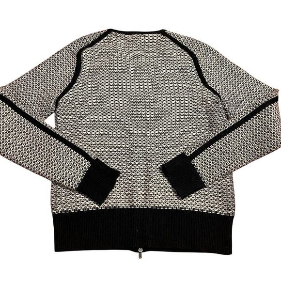 J.Crew Cashmere Wool Blend Full Zip Sweater Women’s Size Small Knit Black Tan - Picture 2 of 5